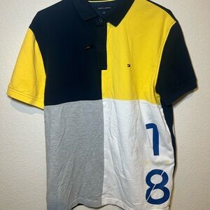 Tommy Hilfiger Navy, Yellow, Gray, and White Polo